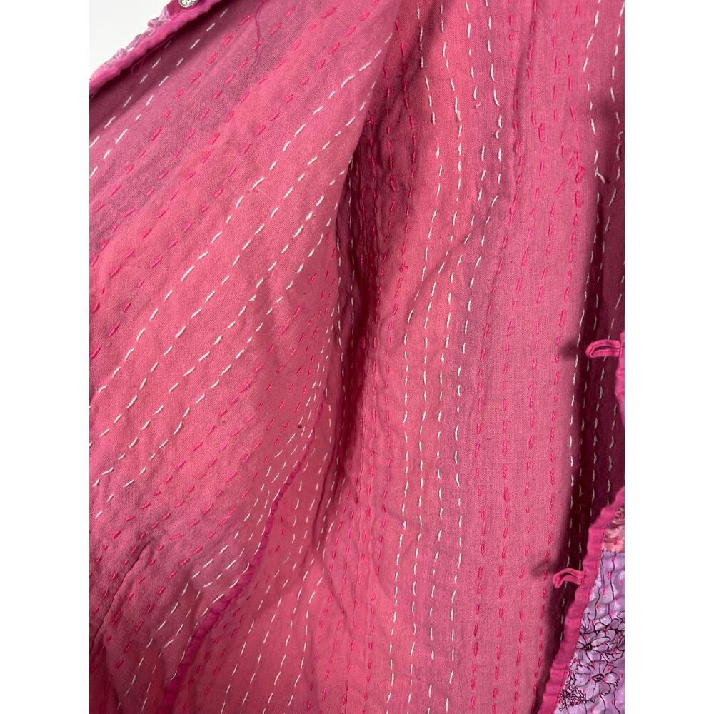 Vintage Boho Patchwork Reversible Jacket Pink Qui… - image 4